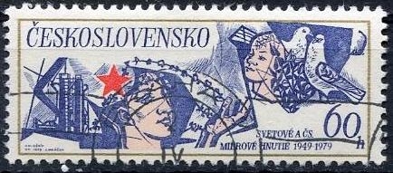 Vendido Checoslovaquia 1979 Scott 2237 Sello * Estrella Roja, Hombre, Niño y Palomas 60h Mi.2503 Yvert2327 Matasello de favor Preobliterado Ceskolovensko Czechoslovakia Tchecoslovaquie